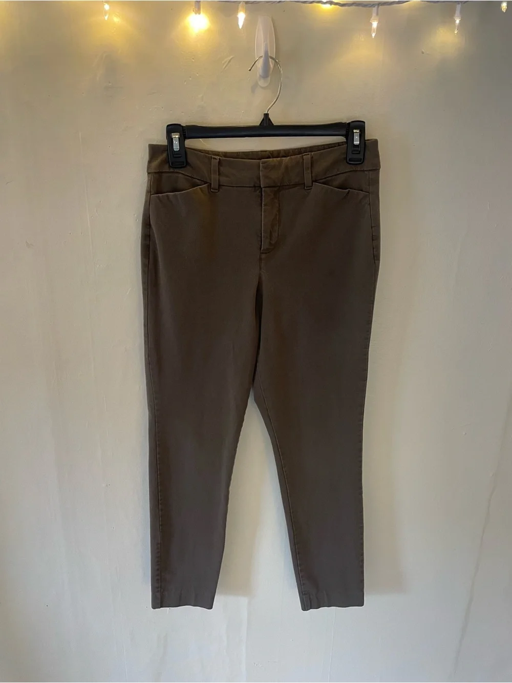 Old Navy Pixie Skinny Trouser Slim Straight Ankle Brown Office Work Mid Rise - Picture 3 of 15